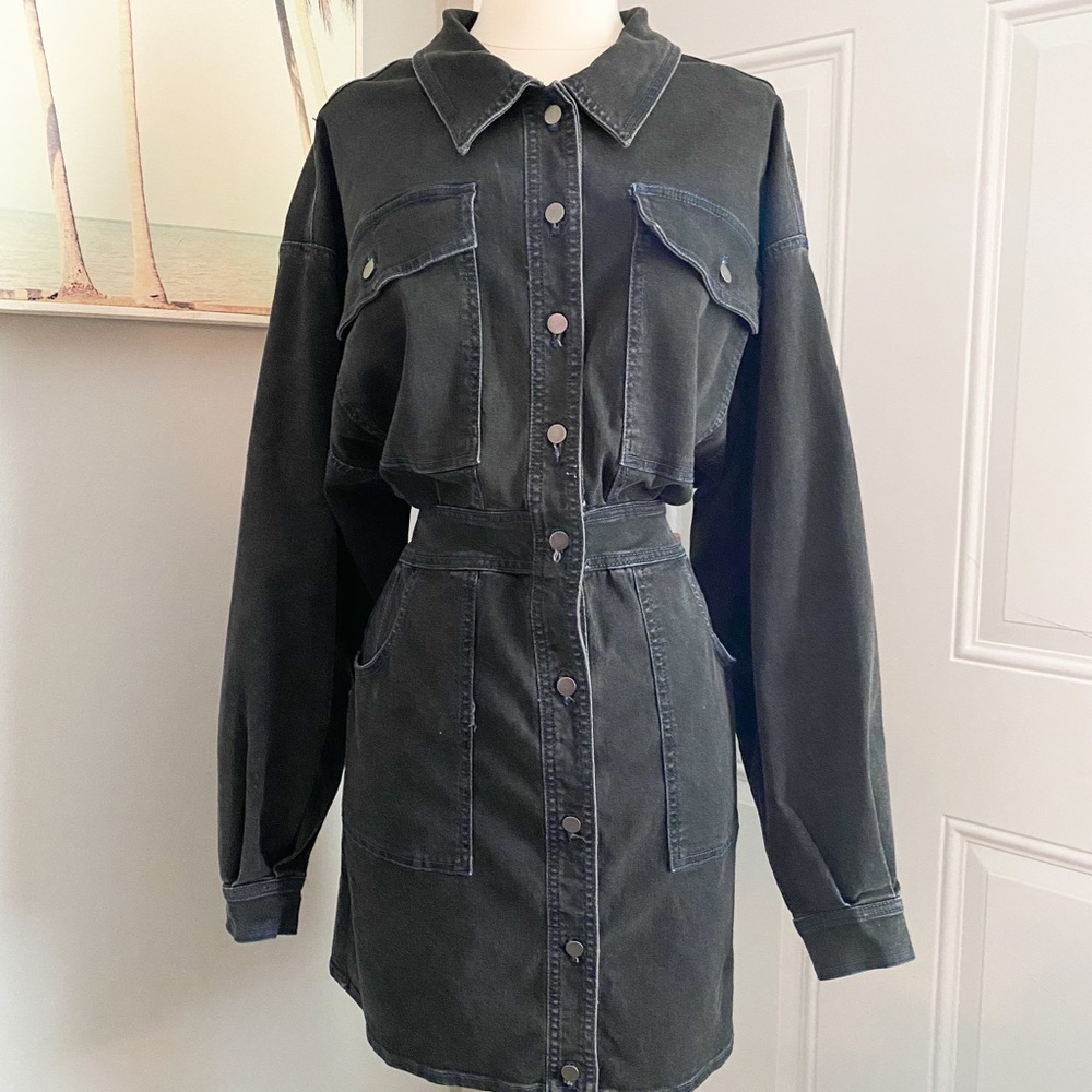 Free People Black Denim Bo Dress L